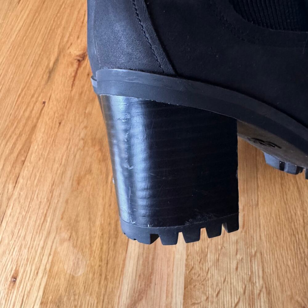 UGG Hazel Nubuck Leather Heeled Chelsea Boot Black Size 8 - Picture 10 of 12
